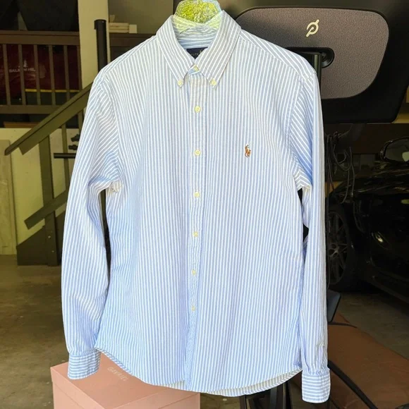 Polo by Ralph Lauren Light Blue & White Striped Button-Down Shirt - Picture 1 of 7